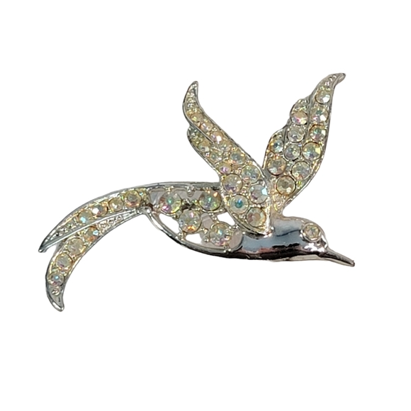 Sarah Coventry Bird Of Paradise Brooch Aurora Borealis Pin Vintage Jewelry - Picture 2 of 8